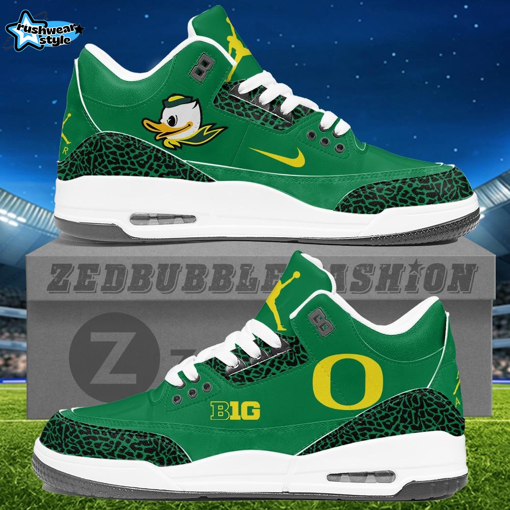 Oregon Ducks Air Jordan 3 Sneakers - Green Oregon Ducks Air Jordan 3 Sneakers - Green
