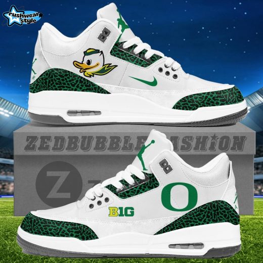 Oregon Ducks Air Jordan 3 Sneakers - White