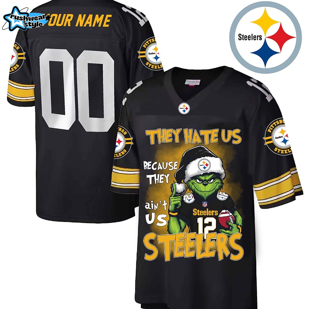 PITTSBURGH STEELERS x The Grinch - Special Edition - Custom Name-V-neck Short Sleeve Jersey PITTSBURGH STEELERS x The Grinch - Special Edition - Custom Name-V-neck Short Sleeve Jersey