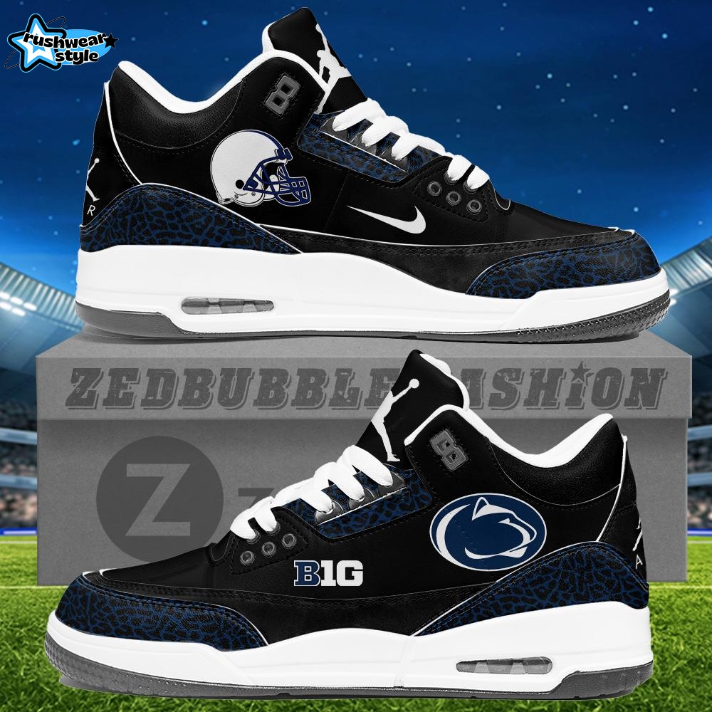 Penn State Nittany Lions Air Jordan 3 Sneakers - Black Penn State Nittany Lions Air Jordan 3 Sneakers - Black
