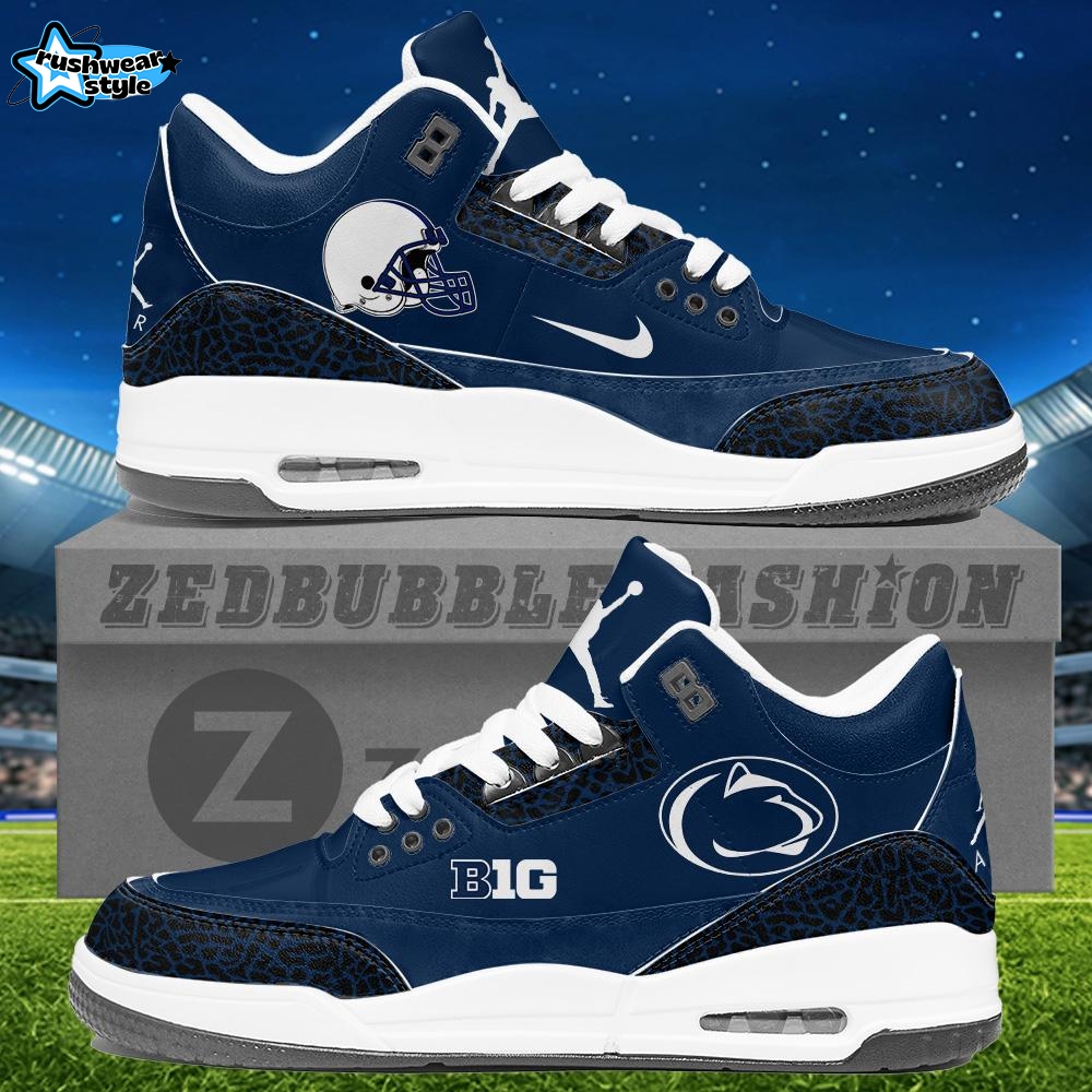 Penn State Nittany Lions Air Jordan 3 Sneakers - Blue Penn State Nittany Lions Air Jordan 3 Sneakers - Blue
