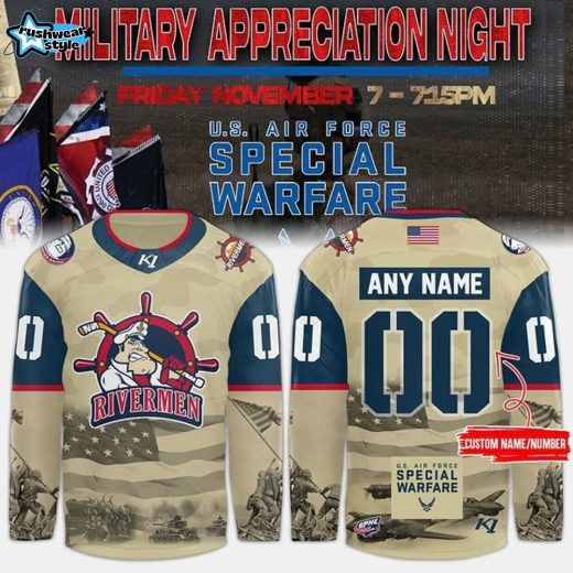 Peoria Rivermen '' Military Night '' Hockey Jersey