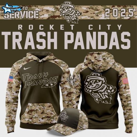 Rocket City Trash Pandas Salute to Service 2025 Camo Hoodie