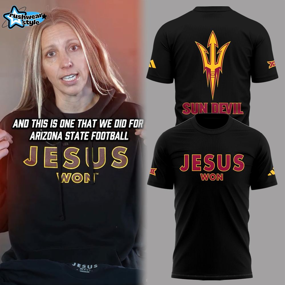 Arizona State Sun Devils x JESUS WON Special Black Tee Arizona State Sun Devils x JESUS WON Special Black Tee