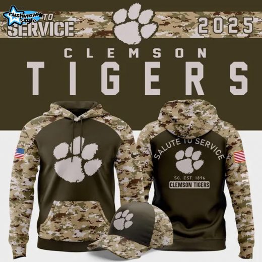 Clemson Tigers football Olive/camo 2025 Salute To Service Hoodie