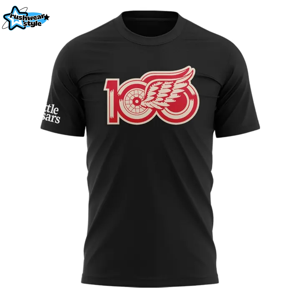 Detroit Red Wings Centennial Original Special Black T-Shirt Detroit Red Wings Centennial Original Special Black T-Shirt