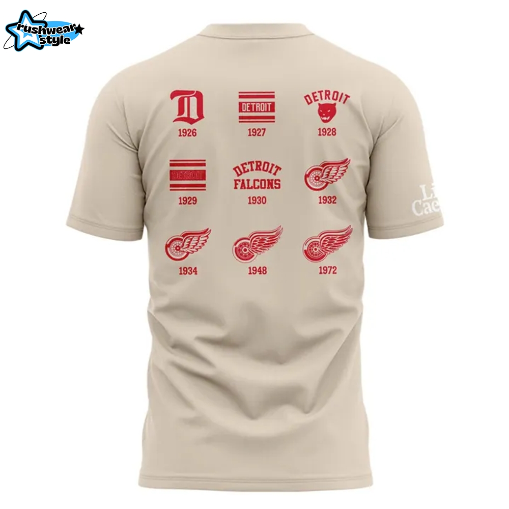 Detroit Red Wings Centennial Original Special Cream T-Shirt Detroit Red Wings Centennial Original Special Cream T-Shirt