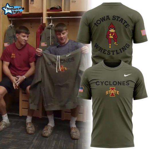 Iowa State Wrestling Veterans Day Special Green Shirt