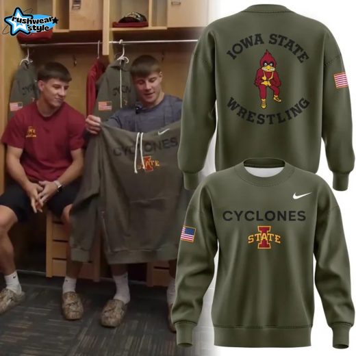 Iowa State Wrestling Veterans Day Special Green Sweatshirt