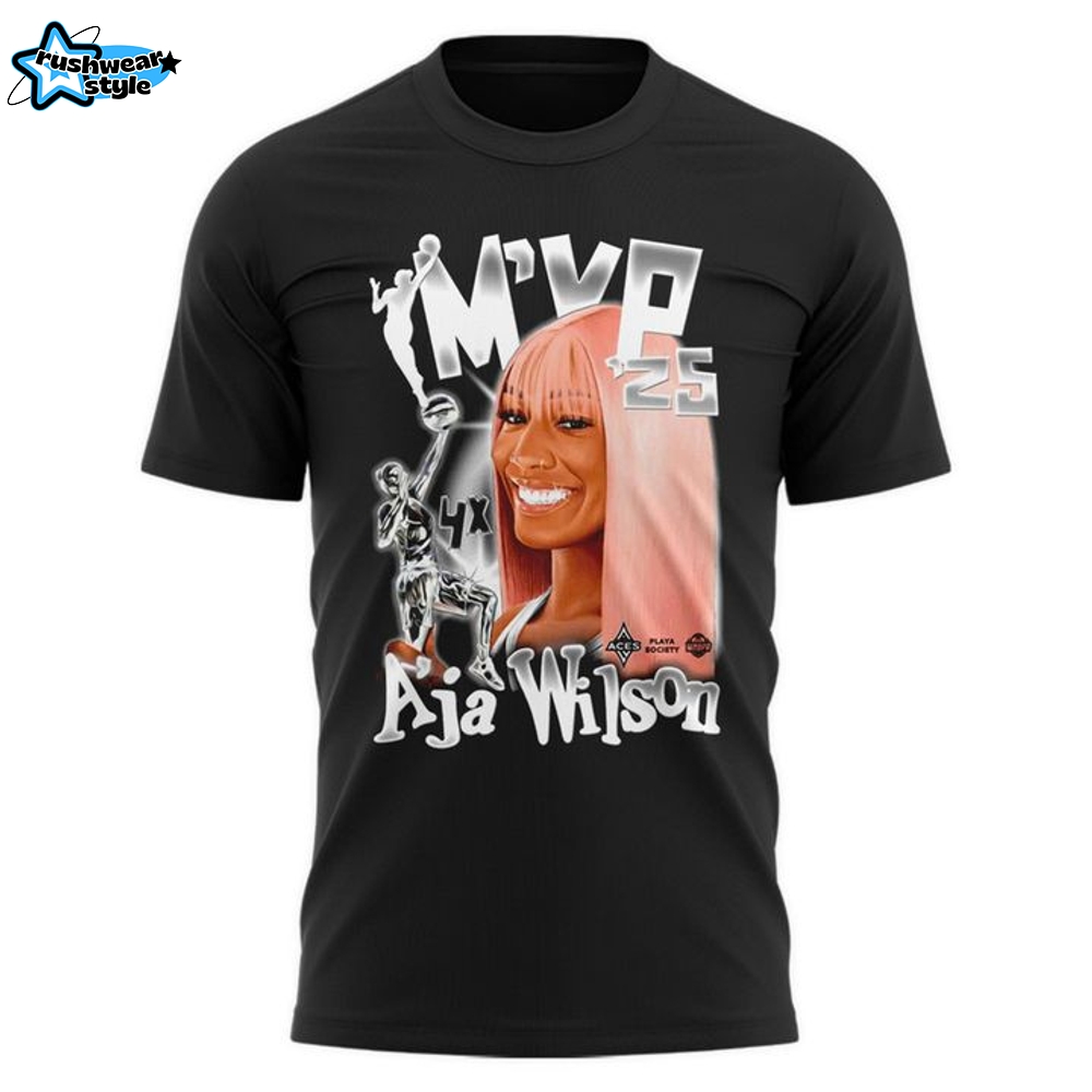 Las Vegas Aces A'Ja Wilson MVP 2025 Black T-Shirt Las Vegas Aces A'Ja Wilson MVP 2025 Black T-Shirt