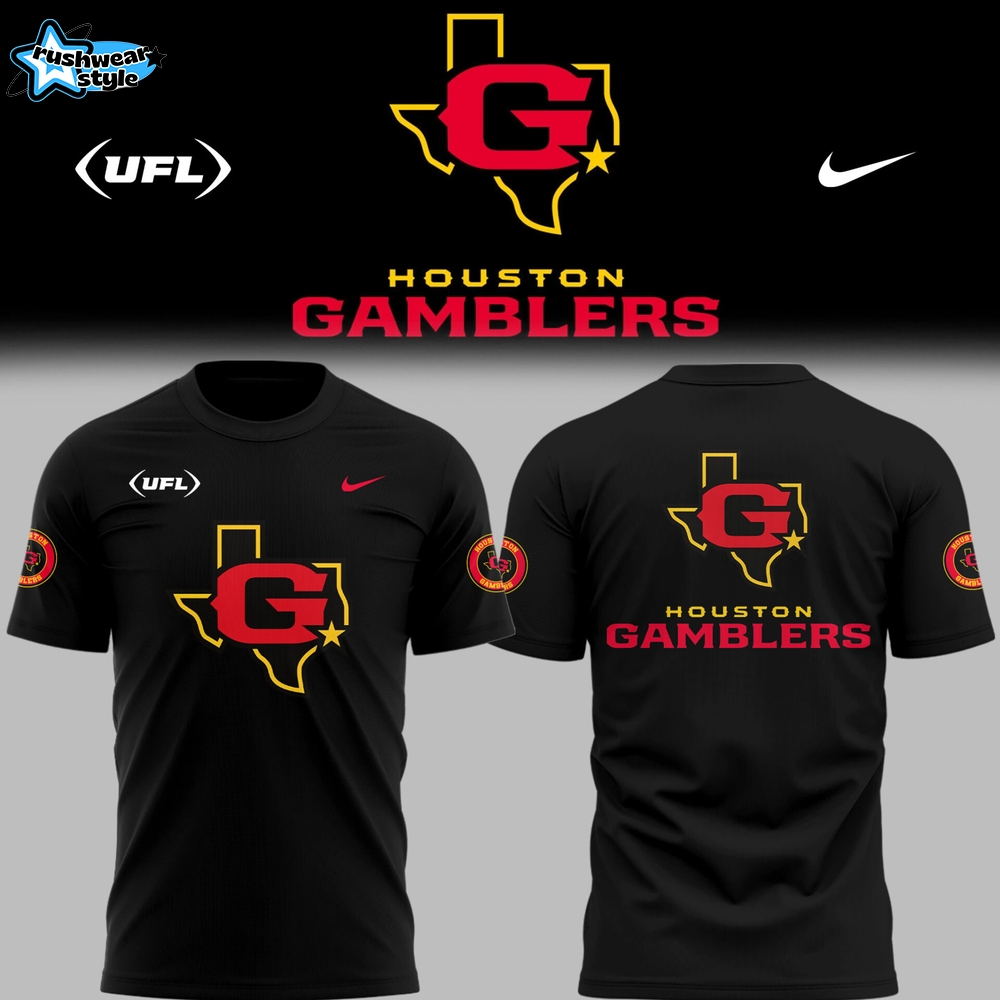 Limited Edition Houston Gamblers Football Black TShirt Limited Edition Houston Gamblers Football Black TShirt