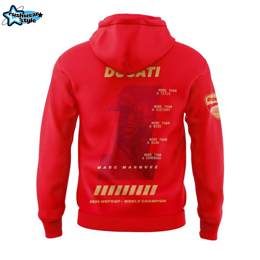 Marc Marquez World Champion 2025 MORE THAN A NUMBER Special Red Hoodie Marc Marquez World Champion 2025 MORE THAN A NUMBER Special Red Hoodie