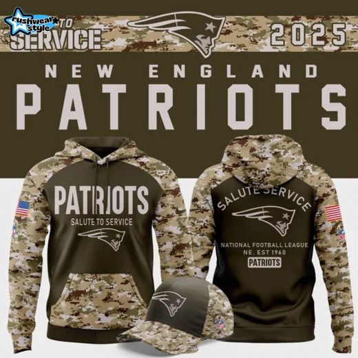 Men's New England Patriots Nike Olive/Camo 2025 Salute to Service Sideline Limited Hoodie