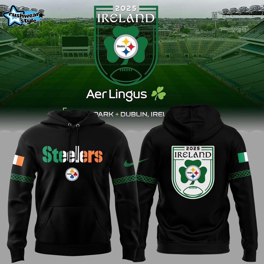 Steelers Ireland 2025 Dublin Game "Terrible Towel" Special Hoodie - Black Steelers Ireland 2025 Dublin Game "Terrible Towel" Special Hoodie - Black
