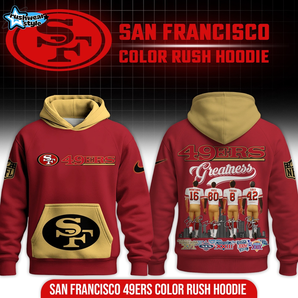 San Francisco Color rush 49ers Hoodie - Red San Francisco Color rush 49ers Hoodie - Red