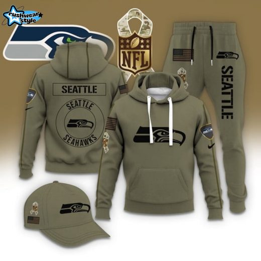 Seattle Seahawks Football Casual Outfit Set - Hoodie, Jogger, and Cap