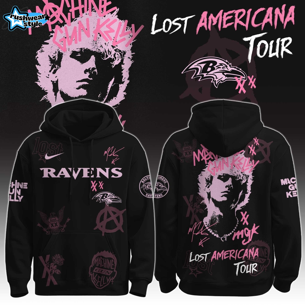 BAL Ravens x MGK ” The Lost Americana Tour ” Hoodie Limited Edition BAL Ravens x MGK ” The Lost Americana Tour ” Hoodie Limited Edition