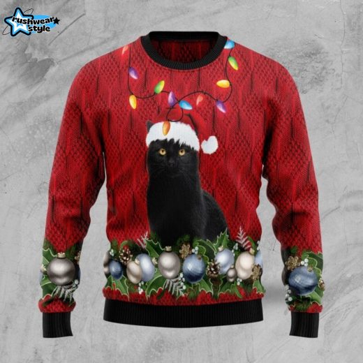 Black Cat Christmas Beauty Ugly Christmas Sweater