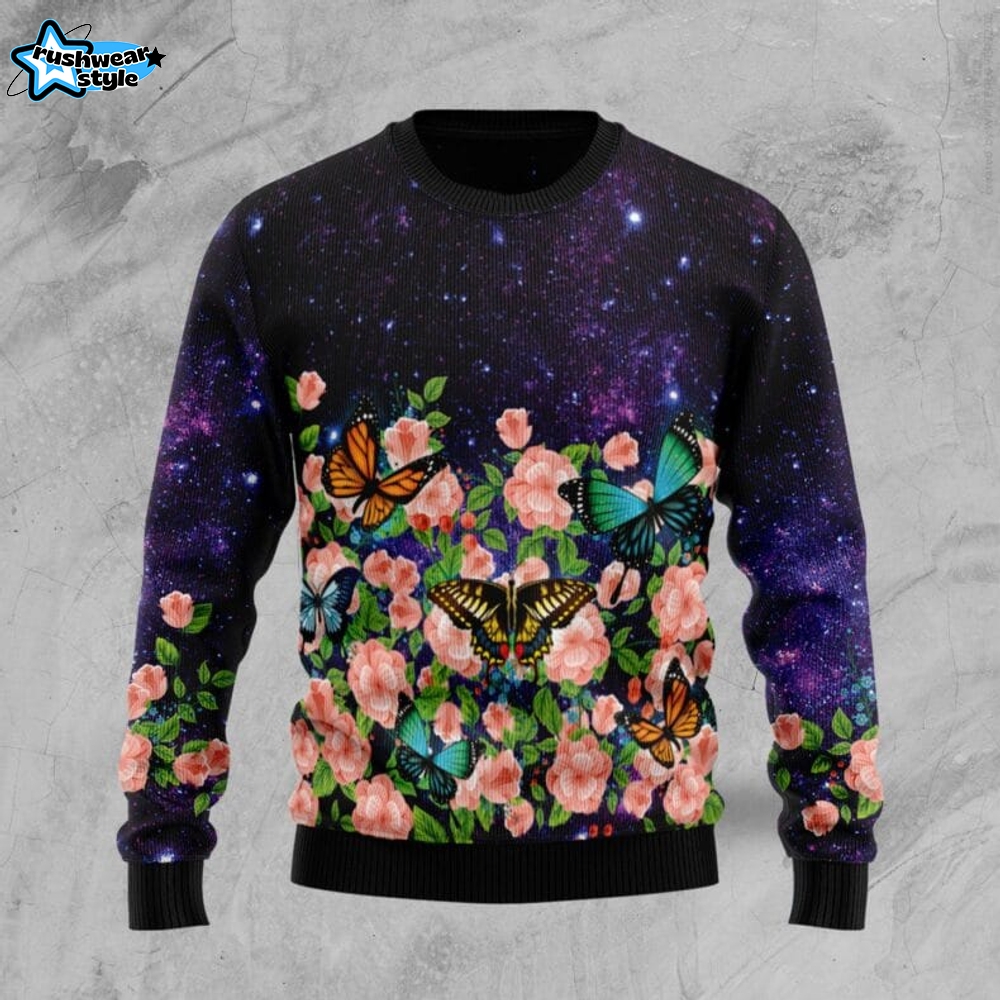 Butterfly Flowers Ugly Christmas Sweater Butterfly Flowers Ugly Christmas Sweater