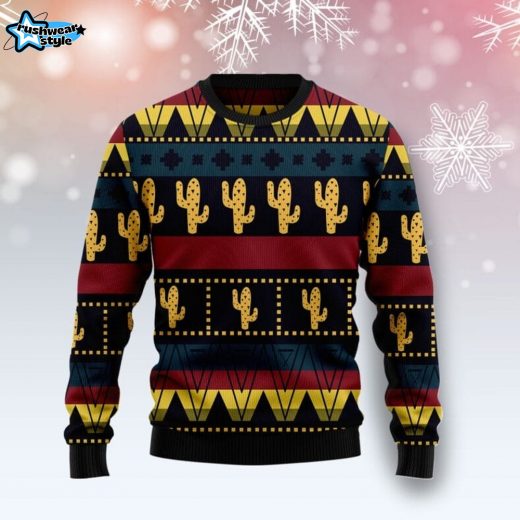 Cactus Group Pattern Ugly Christmas Sweater