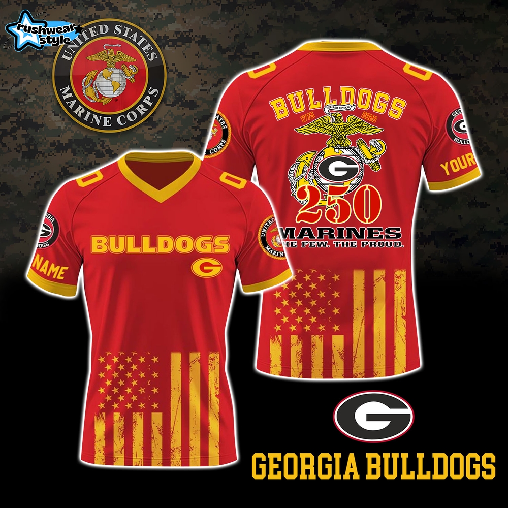 Georgia Bulldogs x USMC 250th Anniversary Jersey – Honor. Pride. Legacy.-V-neck Short Sleeve Jersey Georgia Bulldogs x USMC 250th Anniversary Jersey – Honor. Pride. Legacy.-V-neck Short Sleeve Jersey