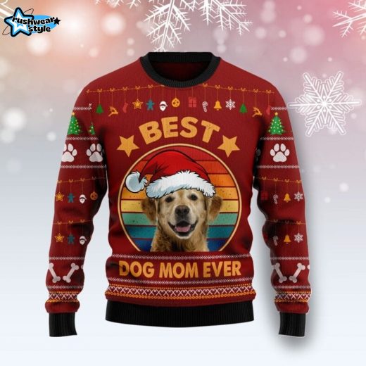 Golden Retriever Best Dog Mom Ever Ugly Christmas Sweater