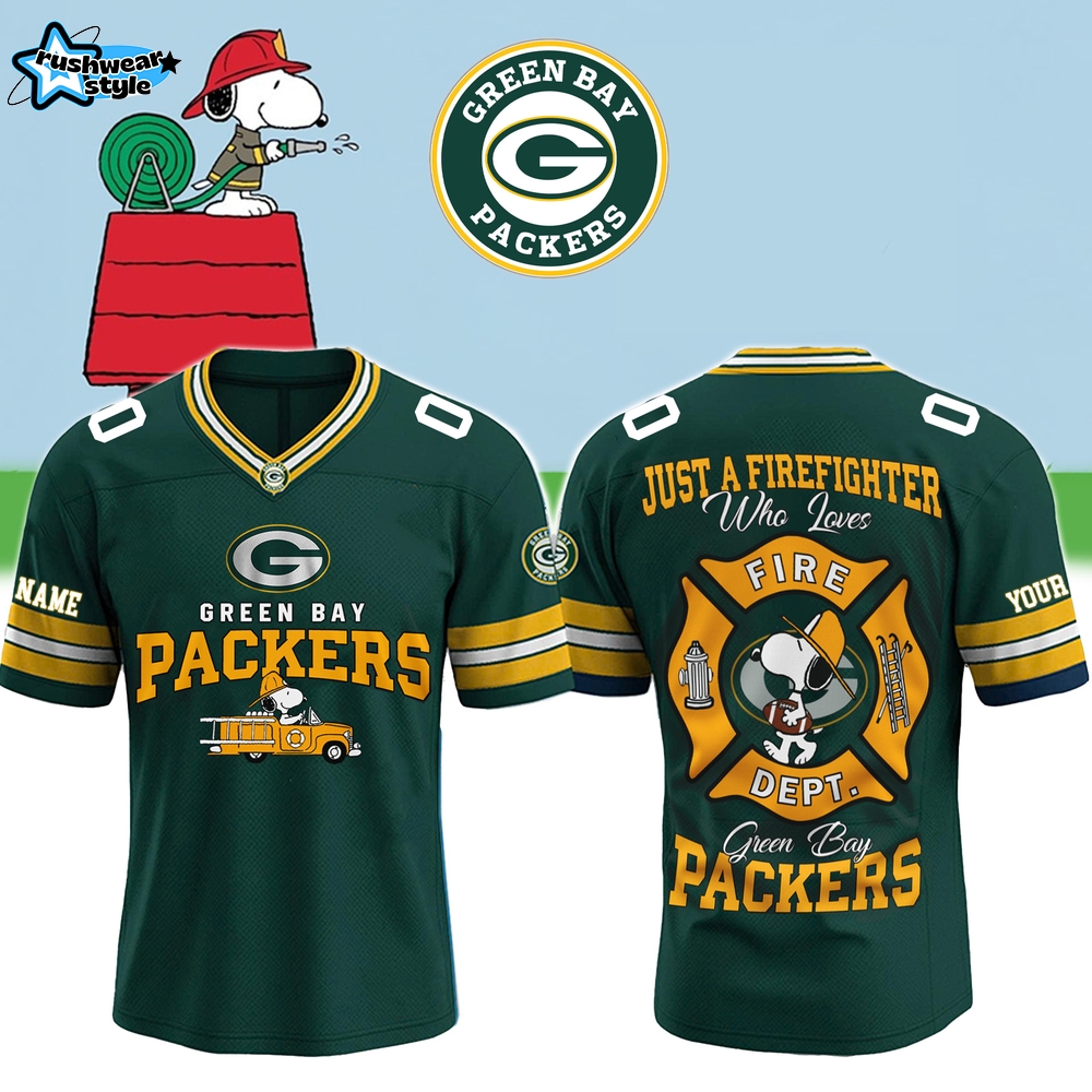 Green Bay Packers x Snoopy Just a Firefighter 2026 NFL Jersey Green Bay Packers x Snoopy Just a Firefighter 2026 NFL Jersey