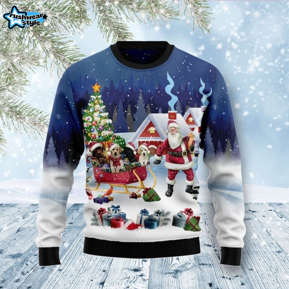 Labrador Retriever Santa Sled Ugly Christmas Sweater Labrador Retriever Santa Sled Ugly Christmas Sweater