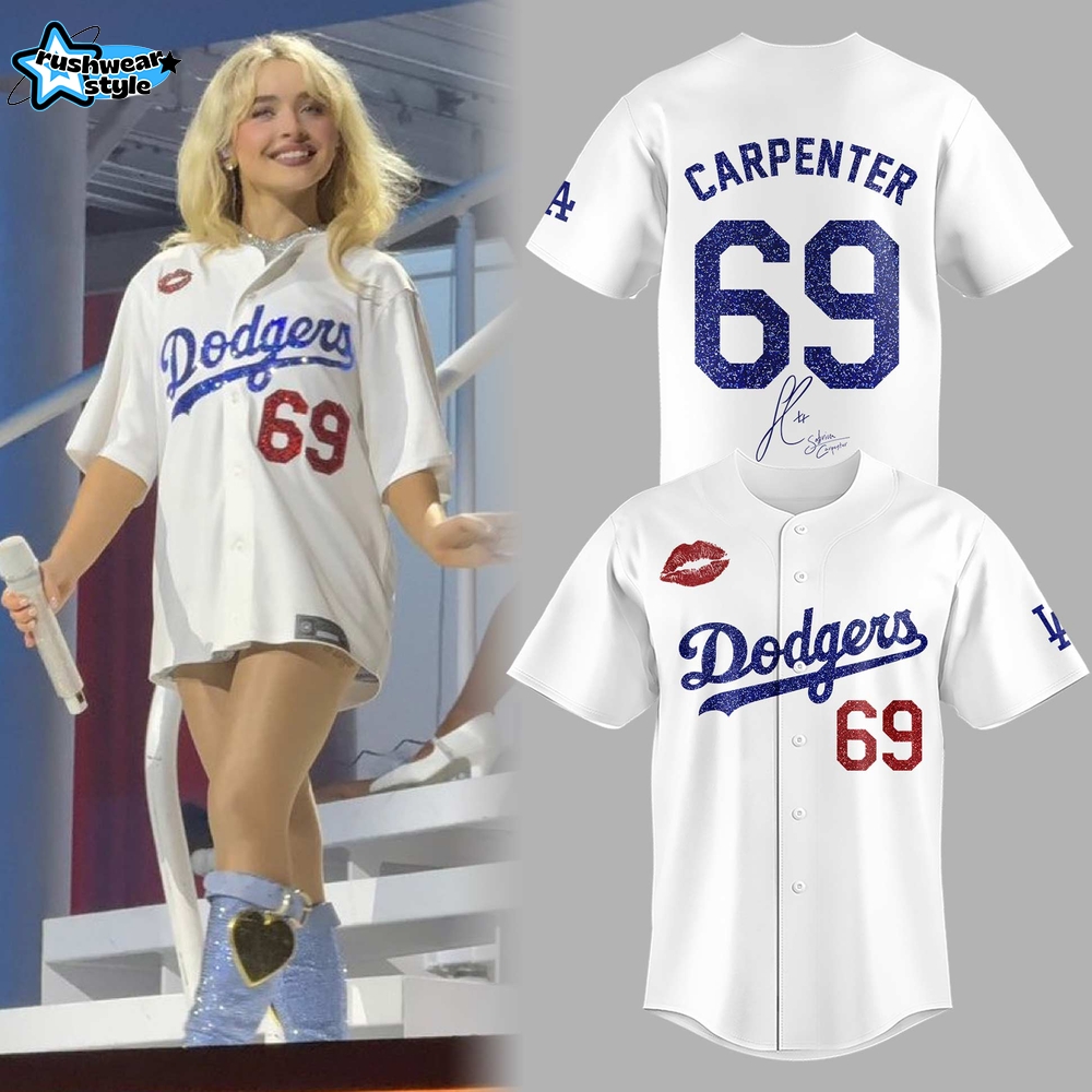 Limited Edition Dodgers x Carpenter Short n’ Sweet Tour Limited Edition Baseball Jersey - White Limited Edition Dodgers x Carpenter Short n’ Sweet Tour Limited Edition Baseball Jersey - White