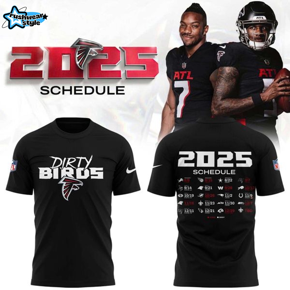 Limited edition Atlanta Falcons 2025 schedule T-shirt - Black Limited edition Atlanta Falcons 2025 schedule T-shirt - Black