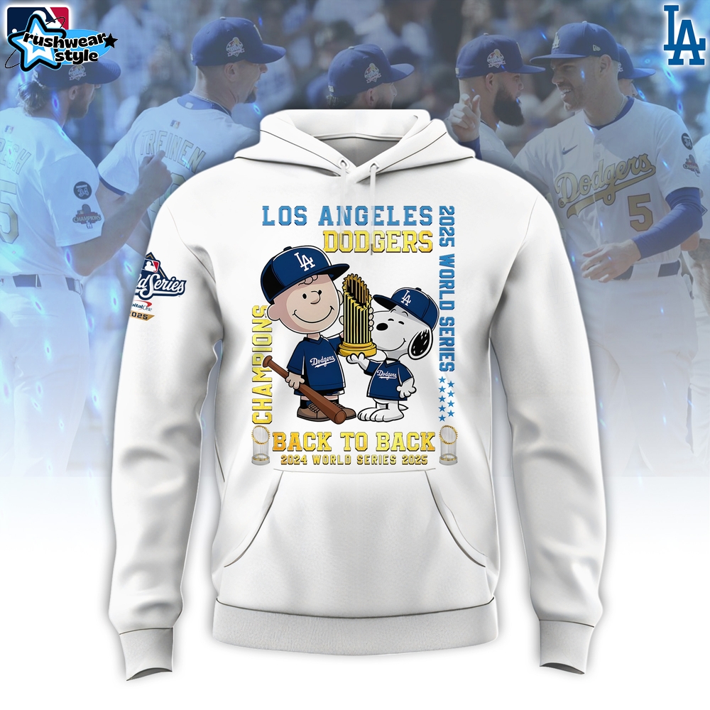 Los Angeles Dodgers x Snoopy Back to Back Hoodie 3D - White Los Angeles Dodgers x Snoopy Back to Back Hoodie 3D - White