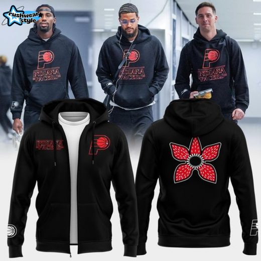 Men's Black Indiana Pacers Stranger Things Zip Hoodie