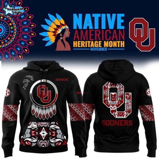 Oklahoma Sooners Black Native American Heritage Month Football Hoodie