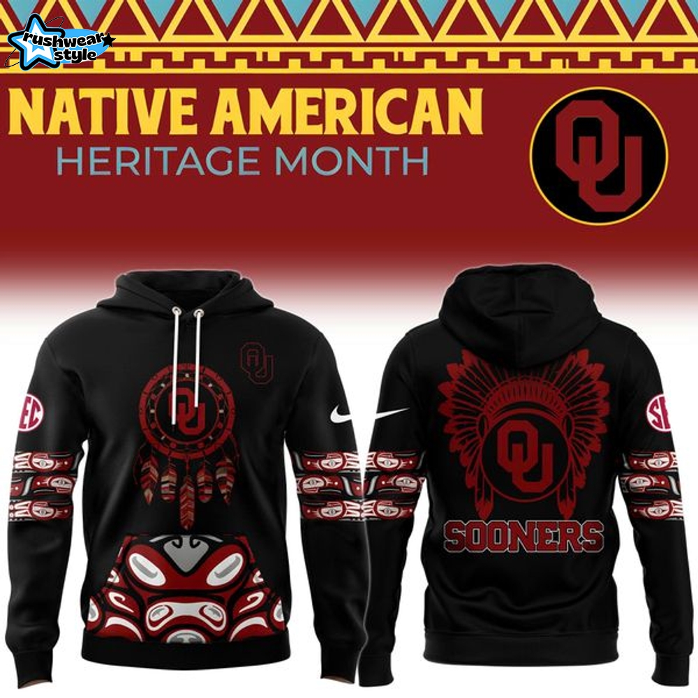 Oklahoma Sooners Football Native American Heritage Month Hoodie 2025 Black Oklahoma Sooners Football Native American Heritage Month Hoodie 2025 Black