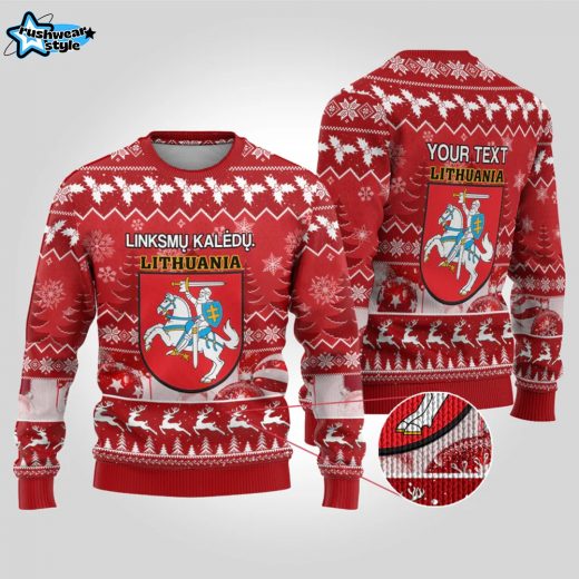 Personalised Lithuania Christmas Ugly Christmas Sweater Linksmu Kaledu