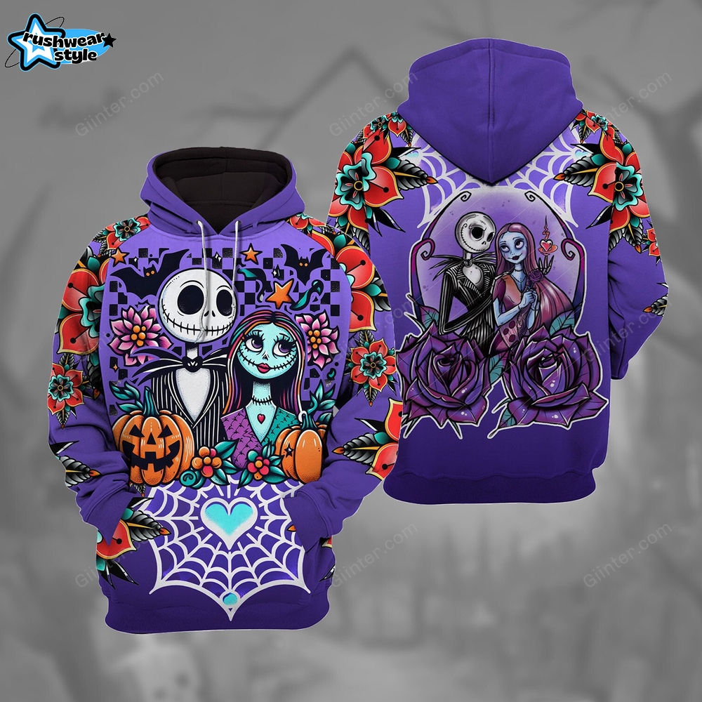 Retro Jack Sally Couple - Combo Fleece Hoodie And Leggings Retro Jack Sally Couple - Combo Fleece Hoodie And Leggings