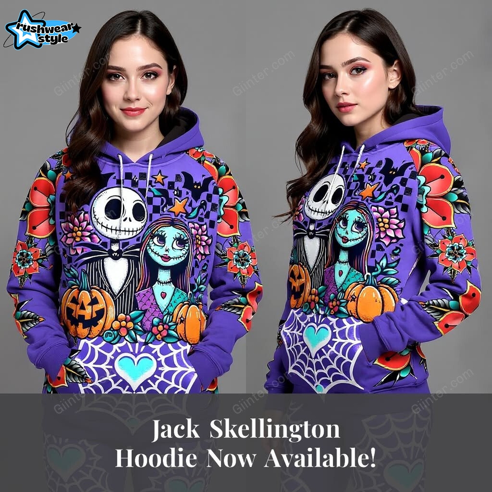 Retro Jack Sally Couple - Combo Fleece Hoodie And Leggings Retro Jack Sally Couple - Combo Fleece Hoodie And Leggings