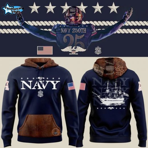 Men's Navy Navy Midshipmen 250th Anniversary Uniform Sideline Collection Hoodie