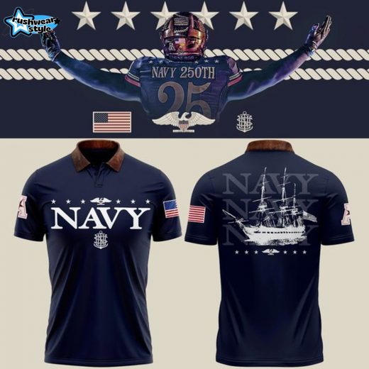 Men's Navy Navy Midshipmen 250th Anniversary Uniform Sideline Collection Polo Shirt