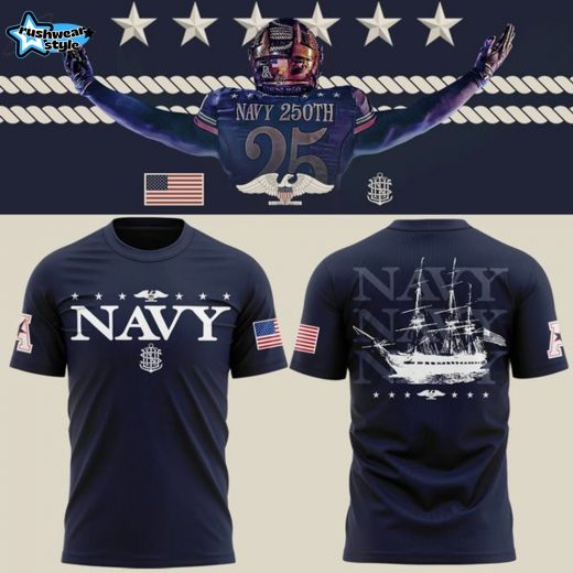 Men's Navy Navy Midshipmen 250th Anniversary Uniform Sideline Collection T-shirt