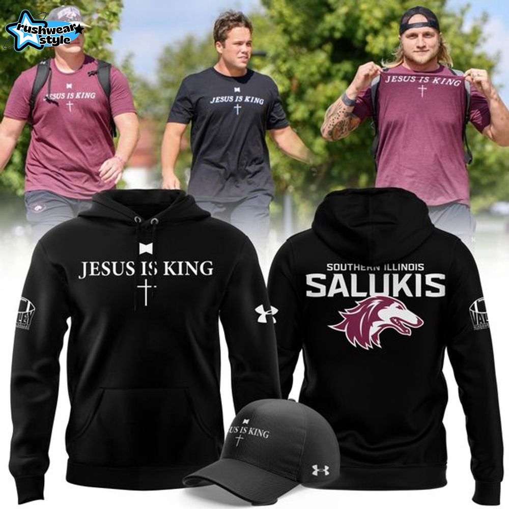 Saluki Football "Jesus Is King" Hoodie 2025 Black Saluki Football "Jesus Is King" Hoodie 2025 Black