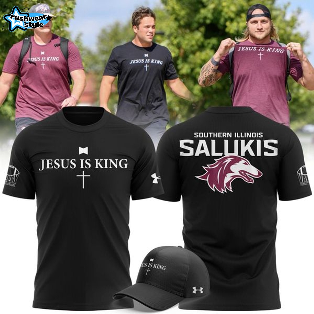 Saluki Football "Jesus Is King" T-Shirt 2025 Black Saluki Football "Jesus Is King" T-Shirt 2025 Black
