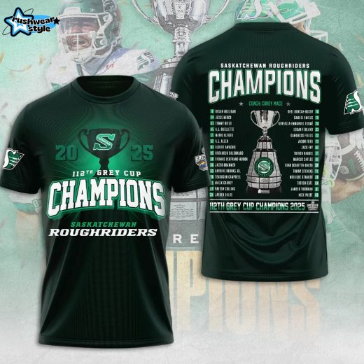 Saskatchewan Roughriders 2025 Grey Cup Champions 3D Apparel