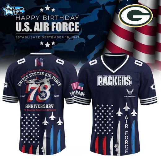 Special Edition Green Bay Packers x U.S. Air Force 78th Anniversary Football Jersey-V-neck Short Sleeve Jersey