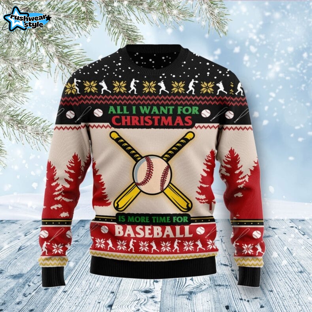 Time For Baseball Ugly Christmas Sweater Time For Baseball Ugly Christmas Sweater