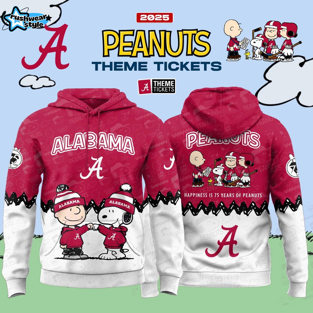 Alabama Crimson Tide x 75th Anniversary Of Peanuts 2025 Hoodie Alabama Crimson Tide x 75th Anniversary Of Peanuts 2025 Hoodie