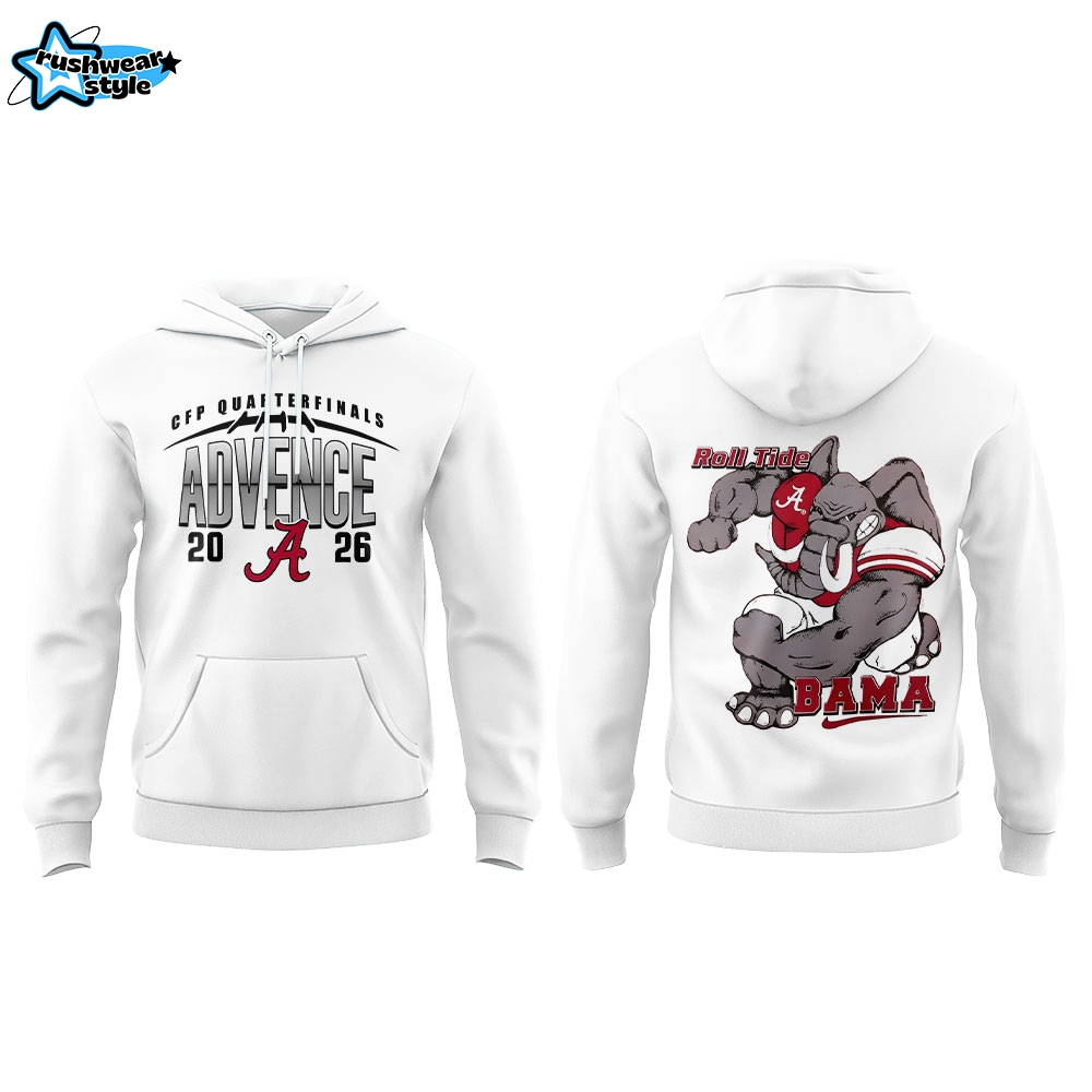 Alabama WAY BACK TO ADVANCE White Hoodie V2 Alabama WAY BACK TO ADVANCE White Hoodie V2
