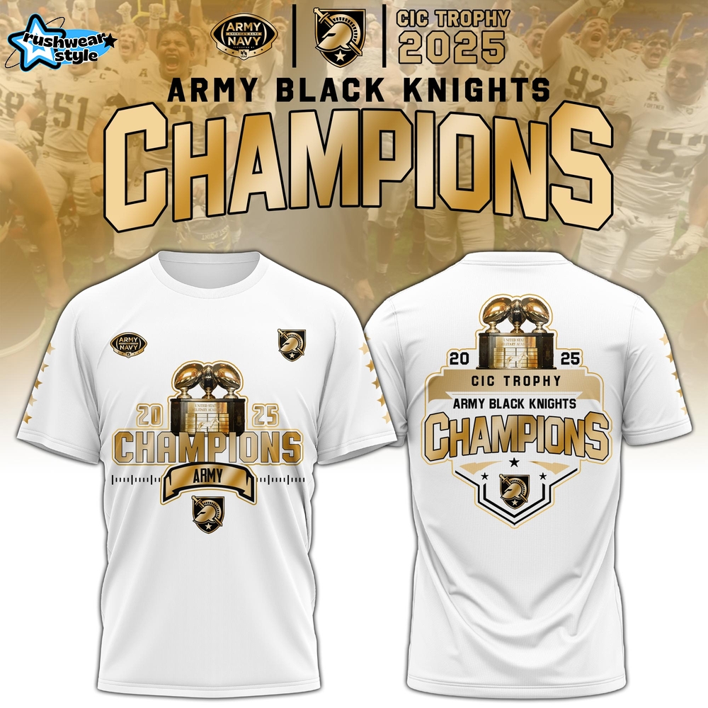 Army Black Knights Special CIC trophy Champions 2025 T.shirt #2 Army Black Knights Special CIC trophy Champions 2025 T.shirt #2