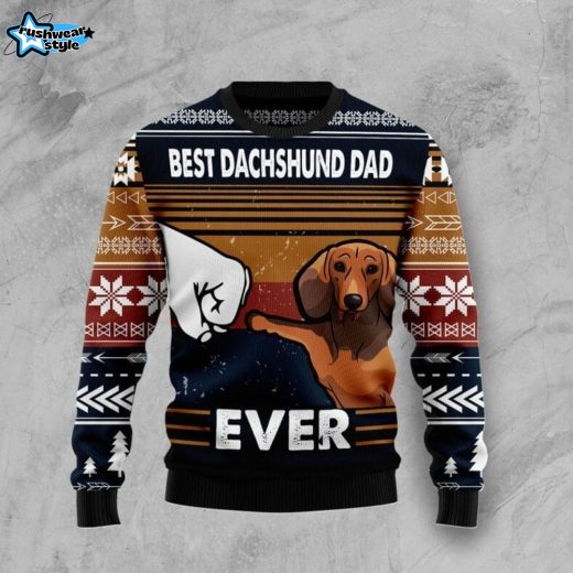 Best Dachshund Dad Ever Ugly Christmas Sweater