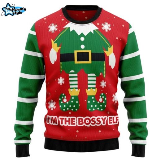 Bossy Elf Ugly Christmas Sweater